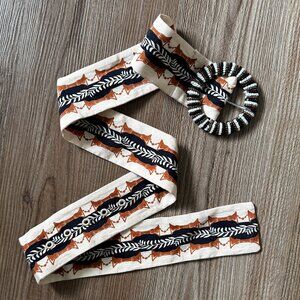 Farm Rio Fabric Safari Dress Belt with Large Beaded Buckle - Waist Sizes 24"-28"